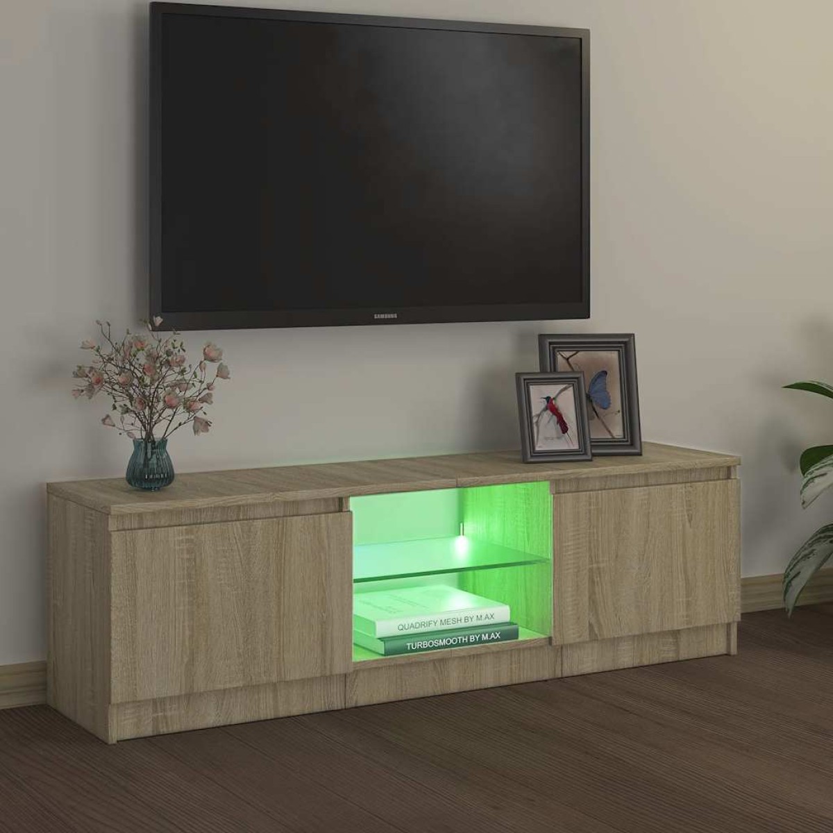 vidaXL Έπιπλο Τηλεόρασης με LED Sonoma Δρυς 120 x 30 x 35,5 εκ.