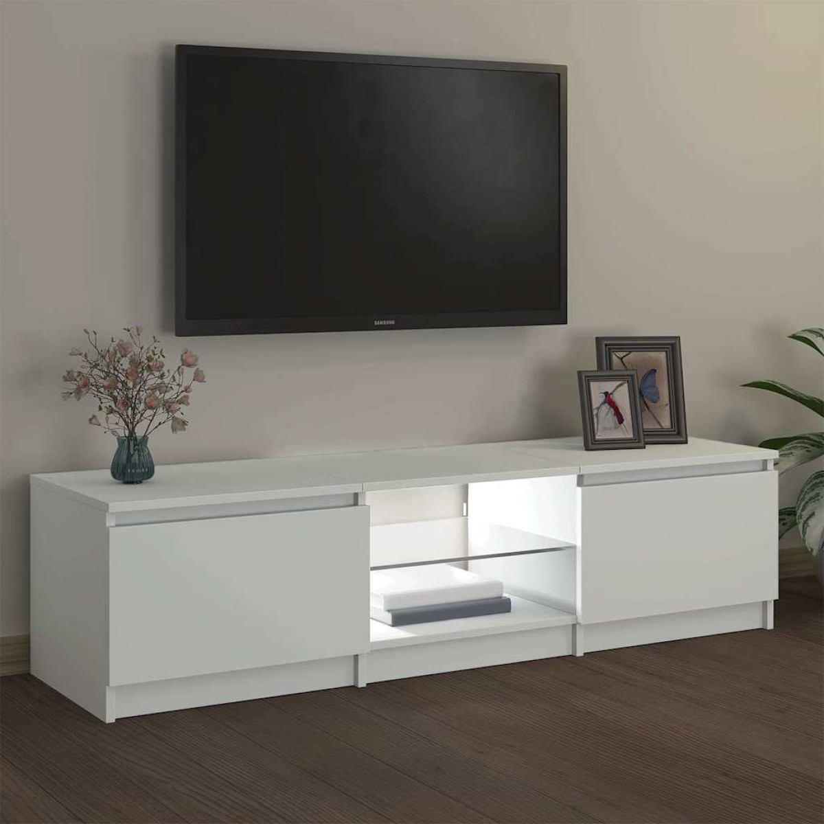vidaXL Έπιπλο Τηλεόρασης με LED Λευκό 140x40x35,5 εκ.