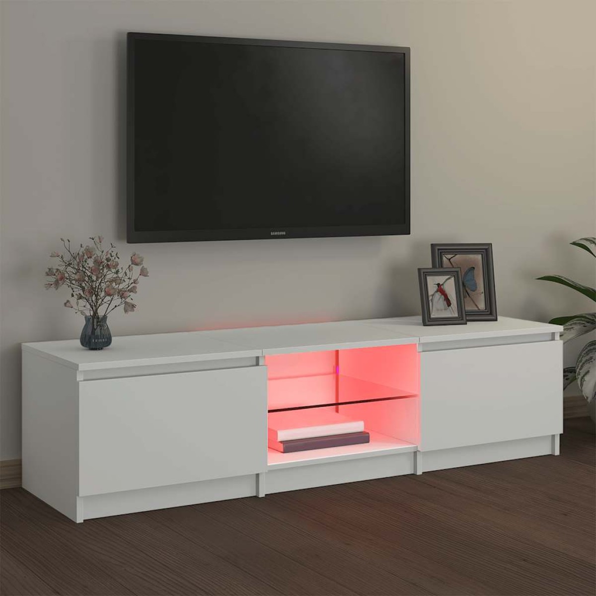 vidaXL Έπιπλο Τηλεόρασης με LED Λευκό 140x40x35,5 εκ.