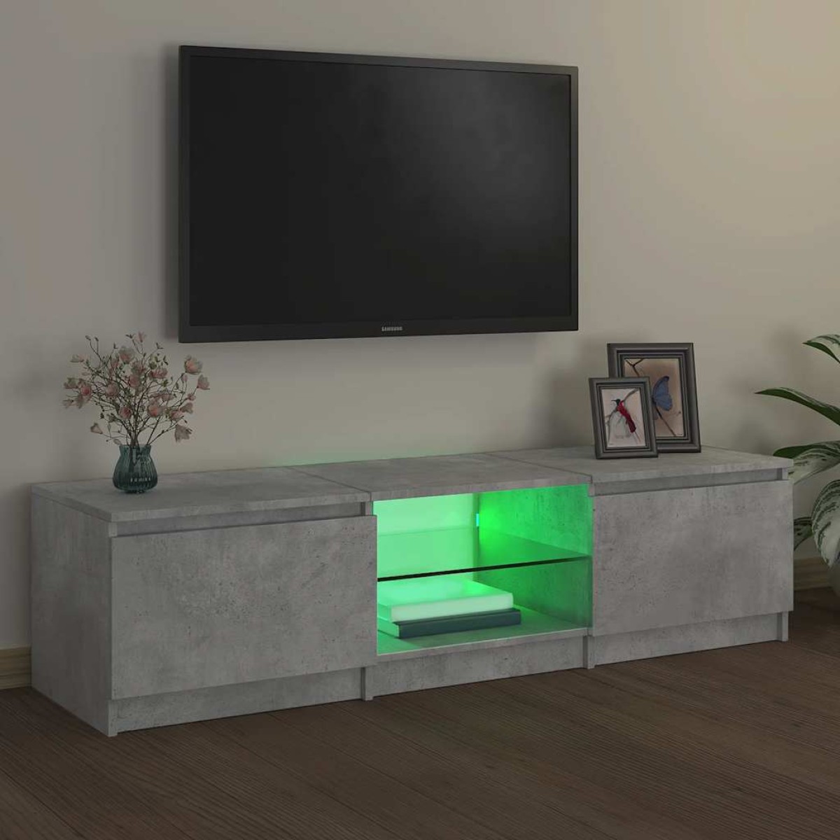 vidaXL Έπιπλο Τηλεόρασης με LED Γκρι Σκυροδέματος 140x40x35,5 εκ.