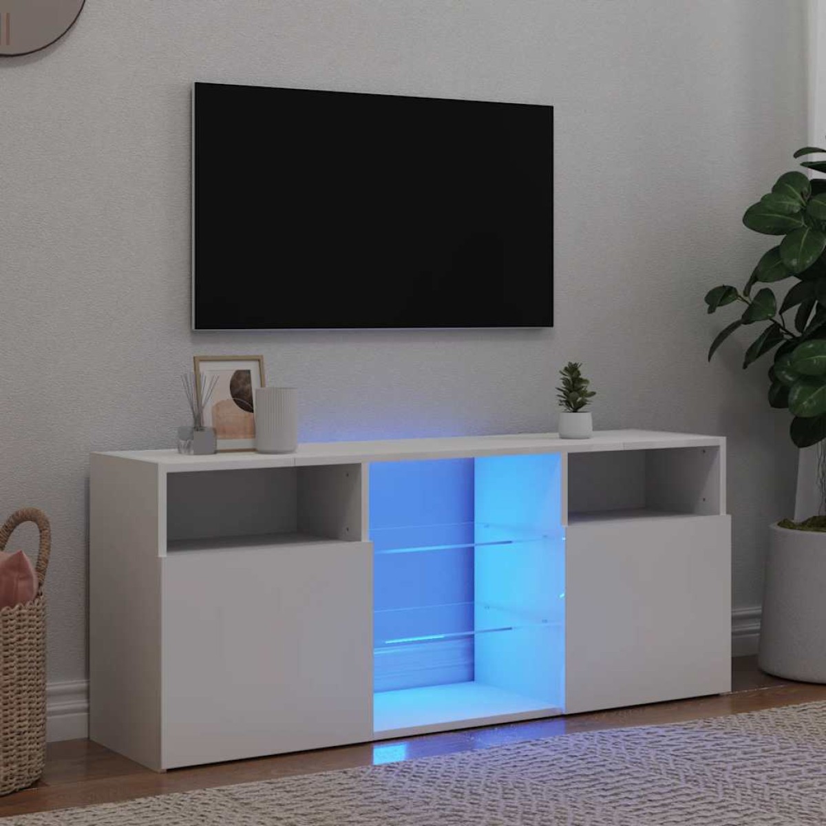 vidaXL Έπιπλο Τηλεόρασης με LED Λευκό 120x30x50 εκ.