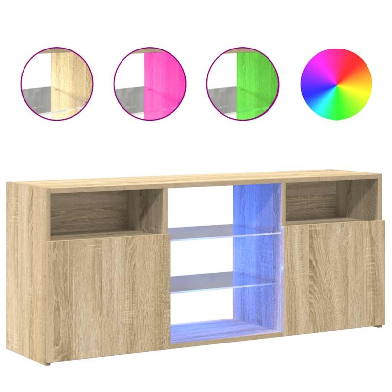vidaXL Έπιπλο Τηλεόρασης με LED Sonoma Δρυς 120x30x50 εκ.