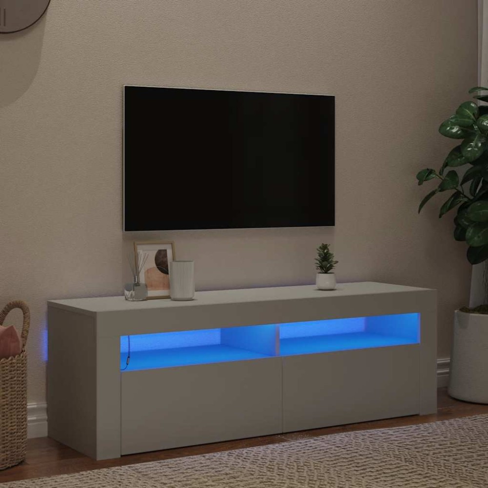 vidaXL Έπιπλο Τηλεόρασης με LED Καφέ Λευκό 120x30x50 εκ.