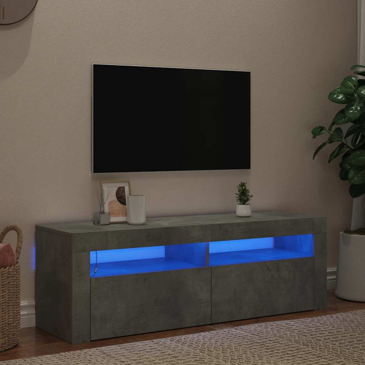vidaXL Έπιπλο Τηλεόρασης με LED Γκρι Σκυροδέματος 120 x 35 x 40 εκ.