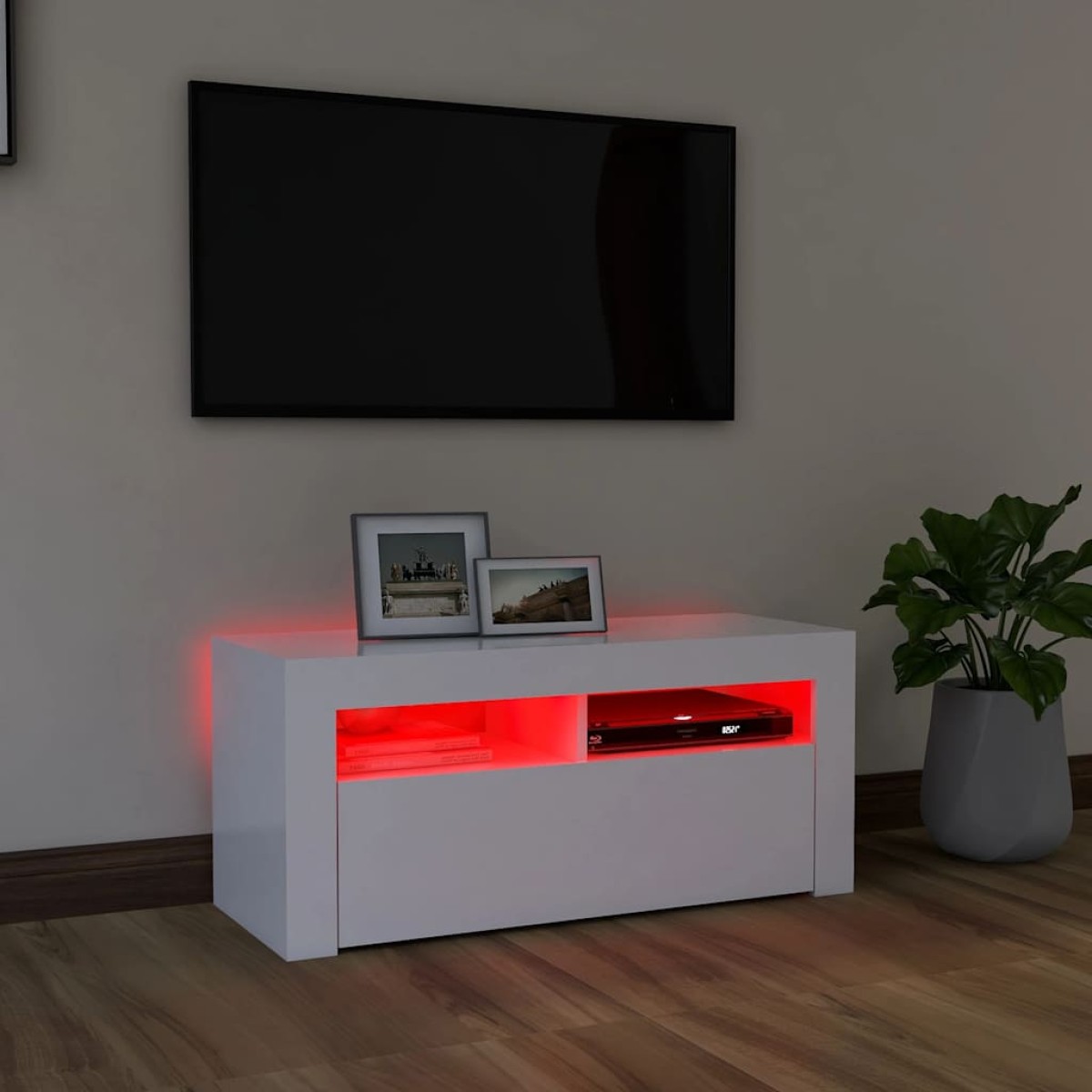 vidaXL Έπιπλο Τηλεόρασης με LED Λευκό 90 x 35 x 40 εκ.