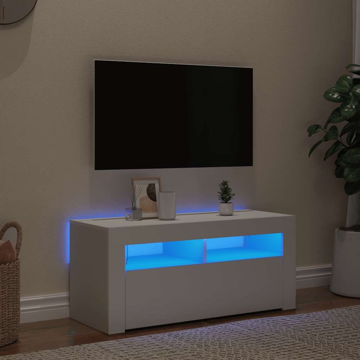 vidaXL Έπιπλο Τηλεόρασης με LED Λευκό 90 x 35 x 40 εκ.