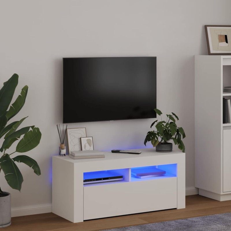 vidaXL Έπιπλο Τηλεόρασης με LED Λευκό 90 x 35 x 40 εκ.