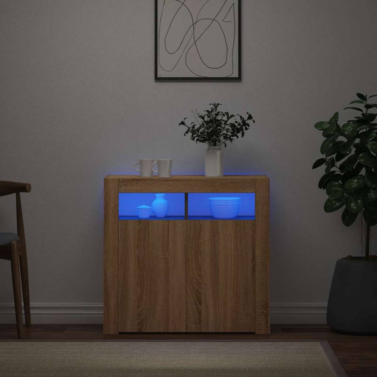 vidaXL Ντουλάπι με LED Sonoma Δρυς 80 x 35 x 75 εκ.