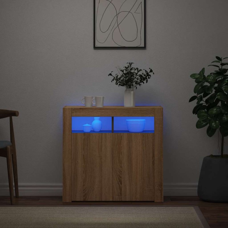 vidaXL Ντουλάπι με LED Sonoma Δρυς 80 x 35 x 75 εκ.