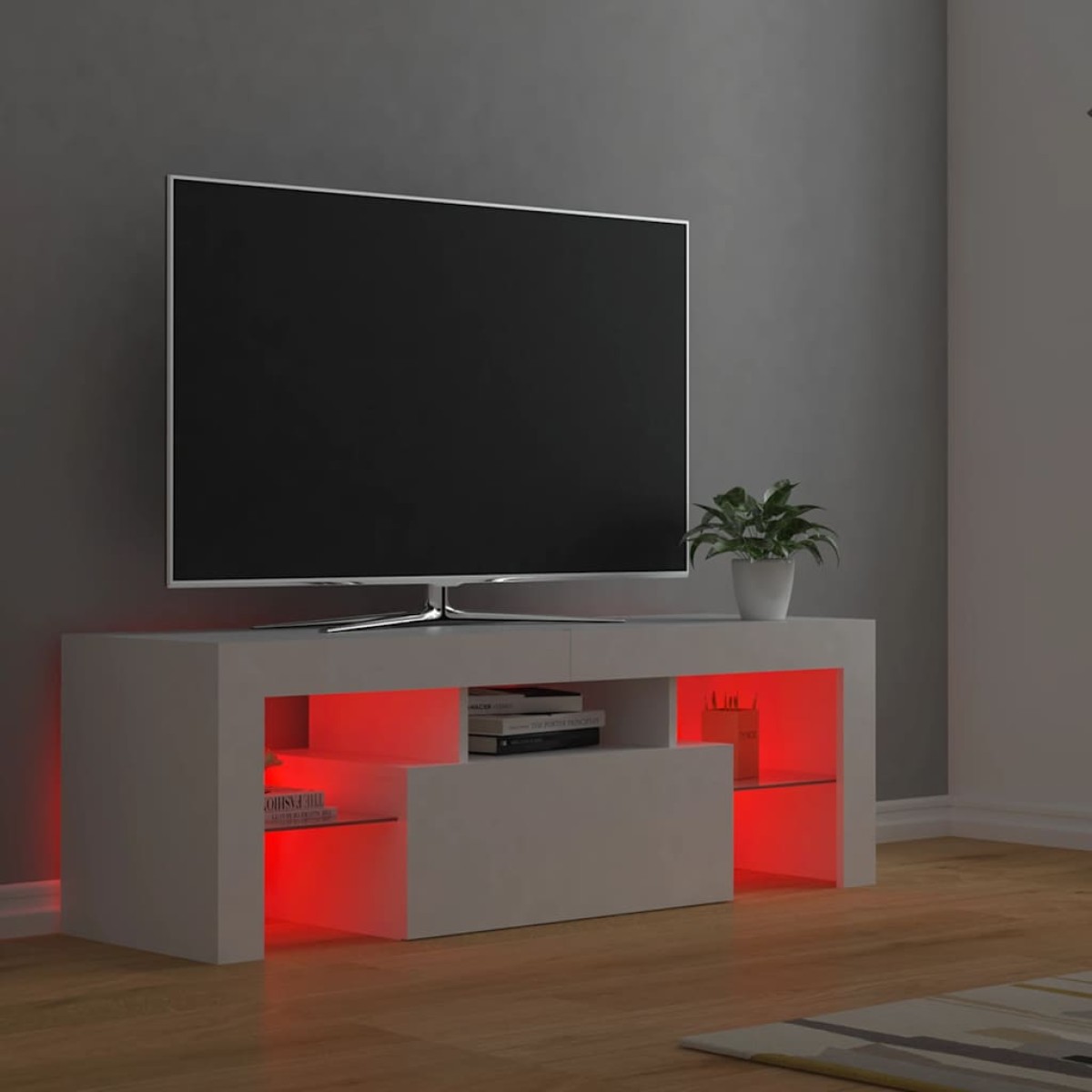 vidaXL Έπιπλο Τηλεόρασης με LED Λευκό 120 x 35 x 40 εκ.