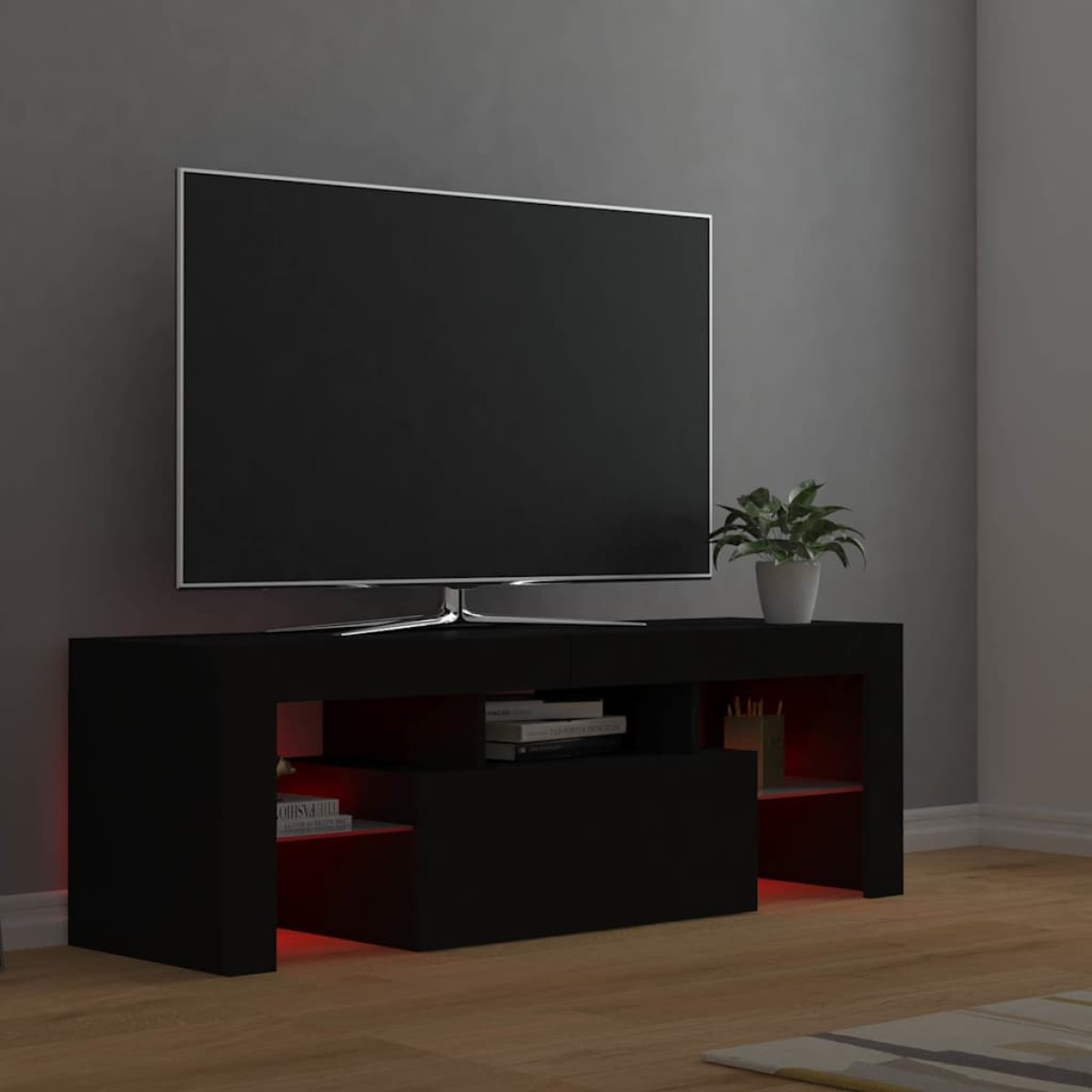 vidaXL Έπιπλο Τηλεόρασης με LED Μαύρο 120 x 35 x 40 εκ.