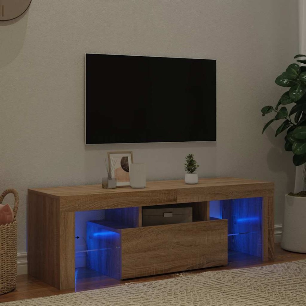 vidaXL Έπιπλο Τηλεόρασης με LED Sonoma Δρυς 120x35x40 εκ.