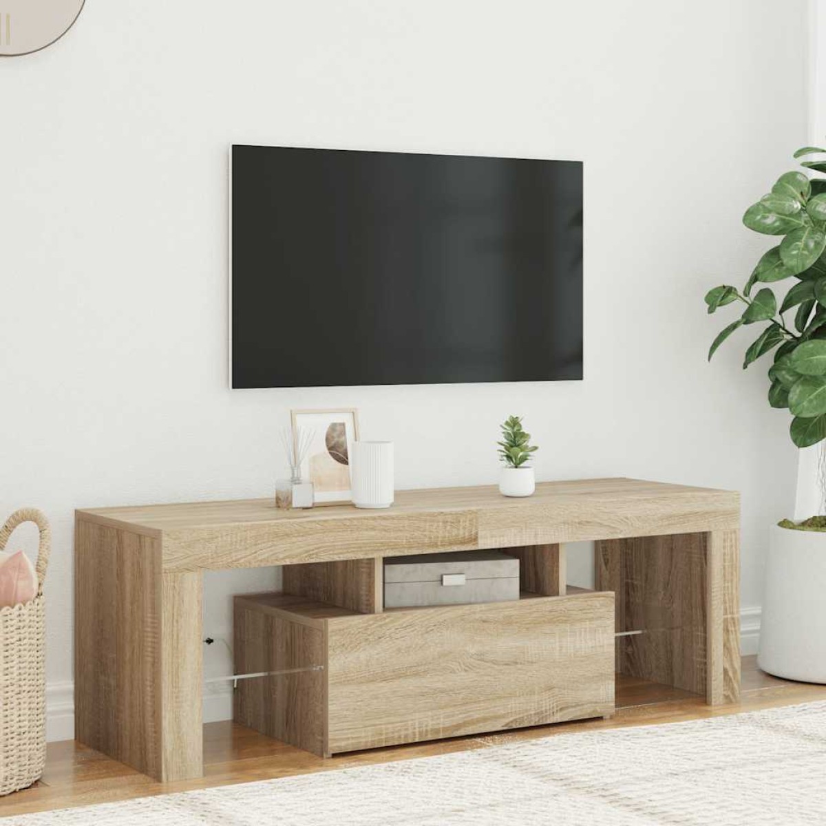 vidaXL Έπιπλο Τηλεόρασης με LED Sonoma Δρυς 120 x 35 x 40 εκ.