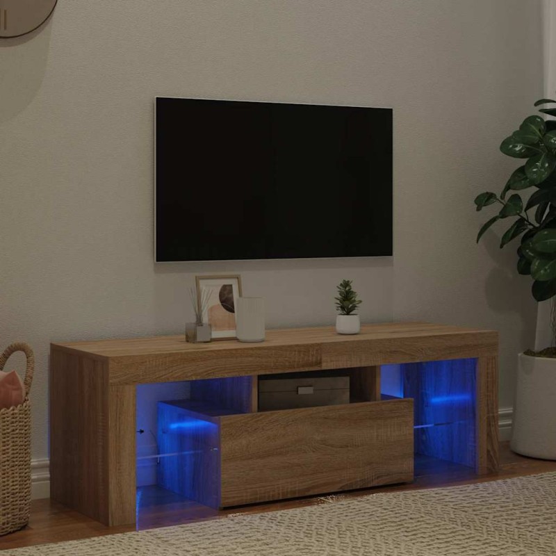 vidaXL Έπιπλο Τηλεόρασης με LED Sonoma Δρυς 120x35x40 εκ.