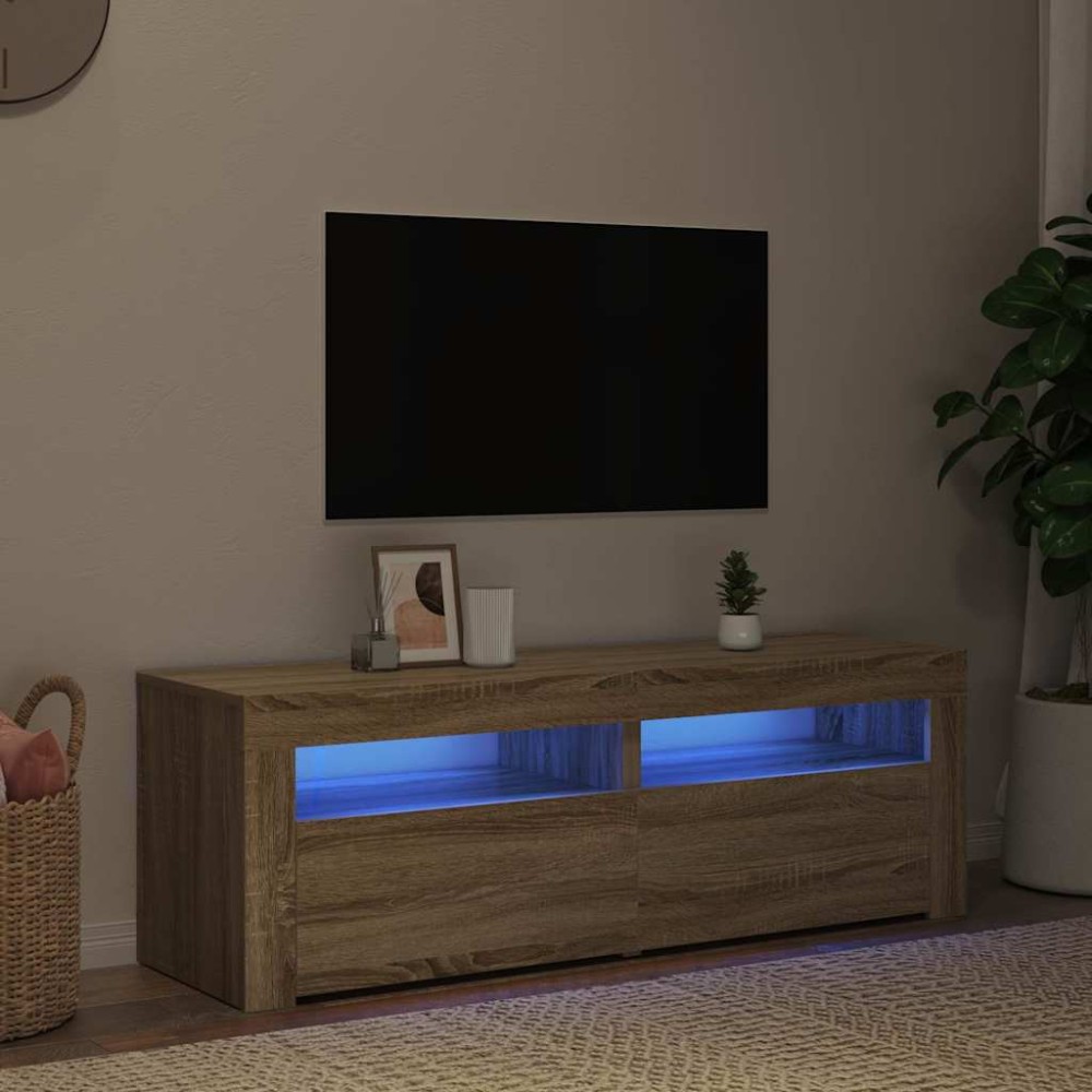 vidaXL Έπιπλο Τηλεόρασης με LED Sonoma Δρυς 120x35x40 εκ.