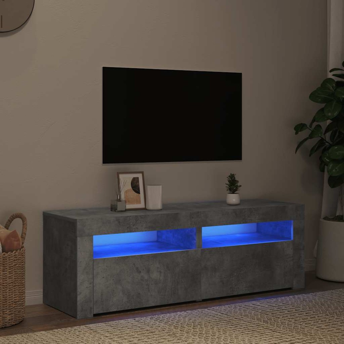 vidaXL Έπιπλο Τηλεόρασης με LED Γκρι Σκυροδέματος 120 x 35 x 40 εκ.