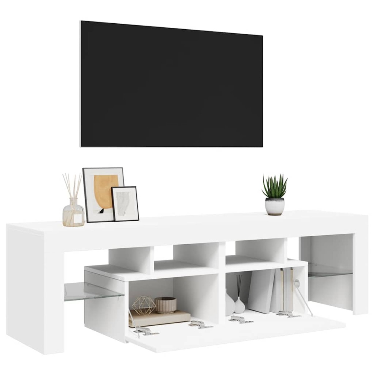 vidaXL Έπιπλο Τηλεόρασης με LED Λευκό 140 x 36,5 x 40 εκ.