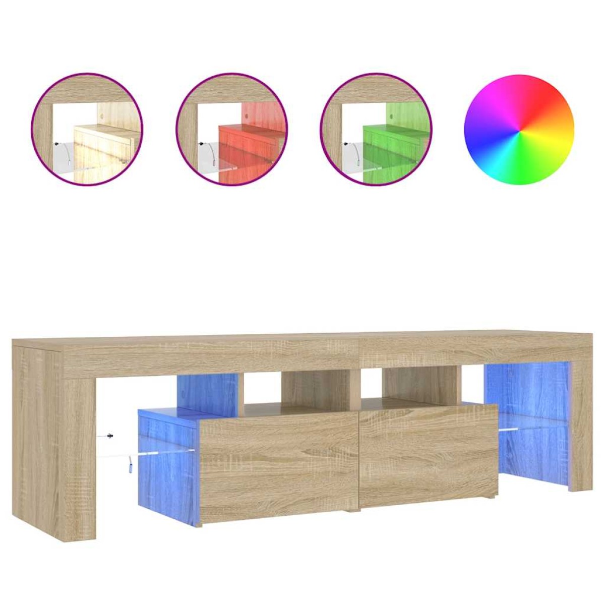 vidaXL Έπιπλο Τηλεόρασης με LED Sonoma Δρυς 140 x 36,5 x 40 εκ.