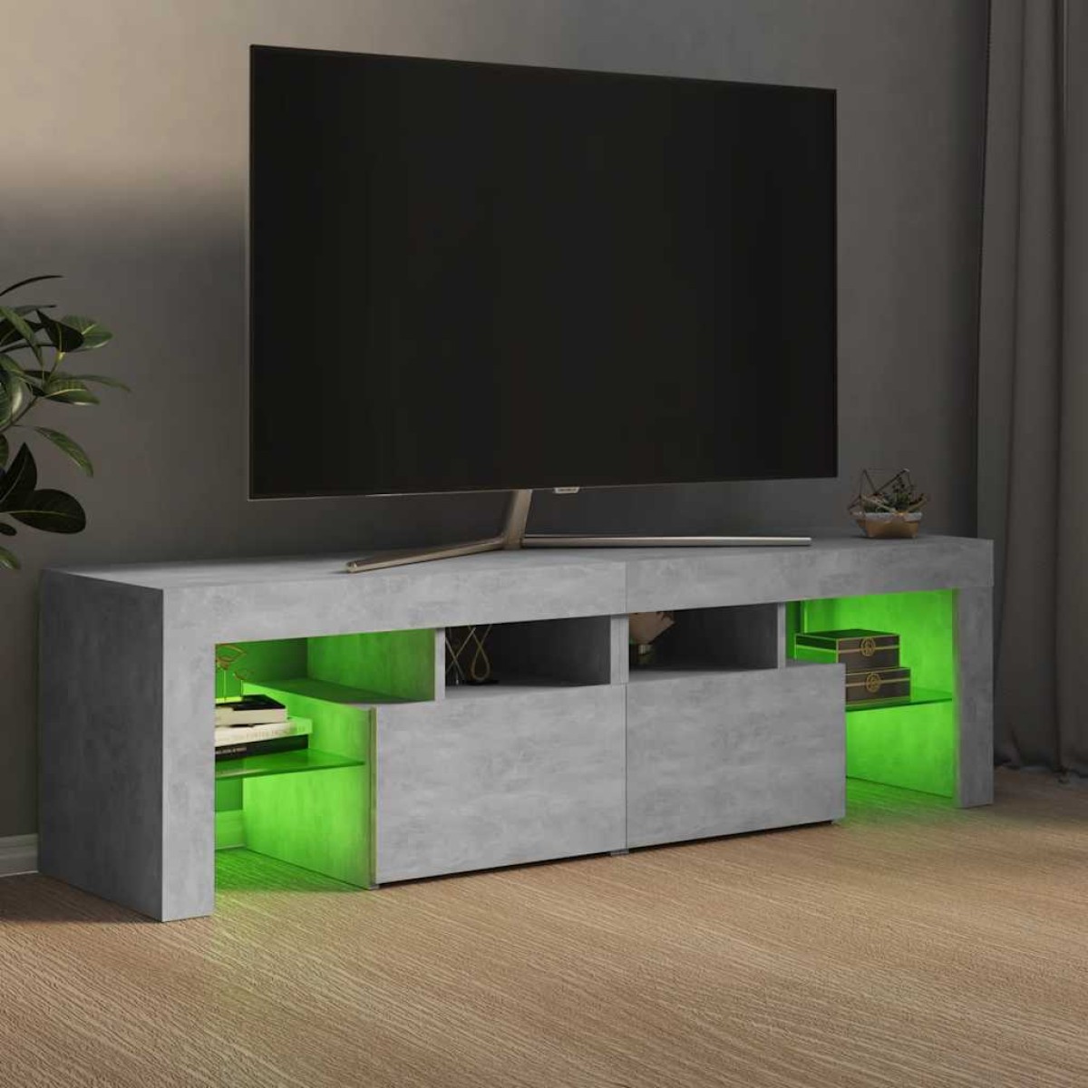 vidaXL Έπιπλο Τηλεόρασης με LED Γκρι Σκυρ. 140 x 36,5 x 40 εκ.