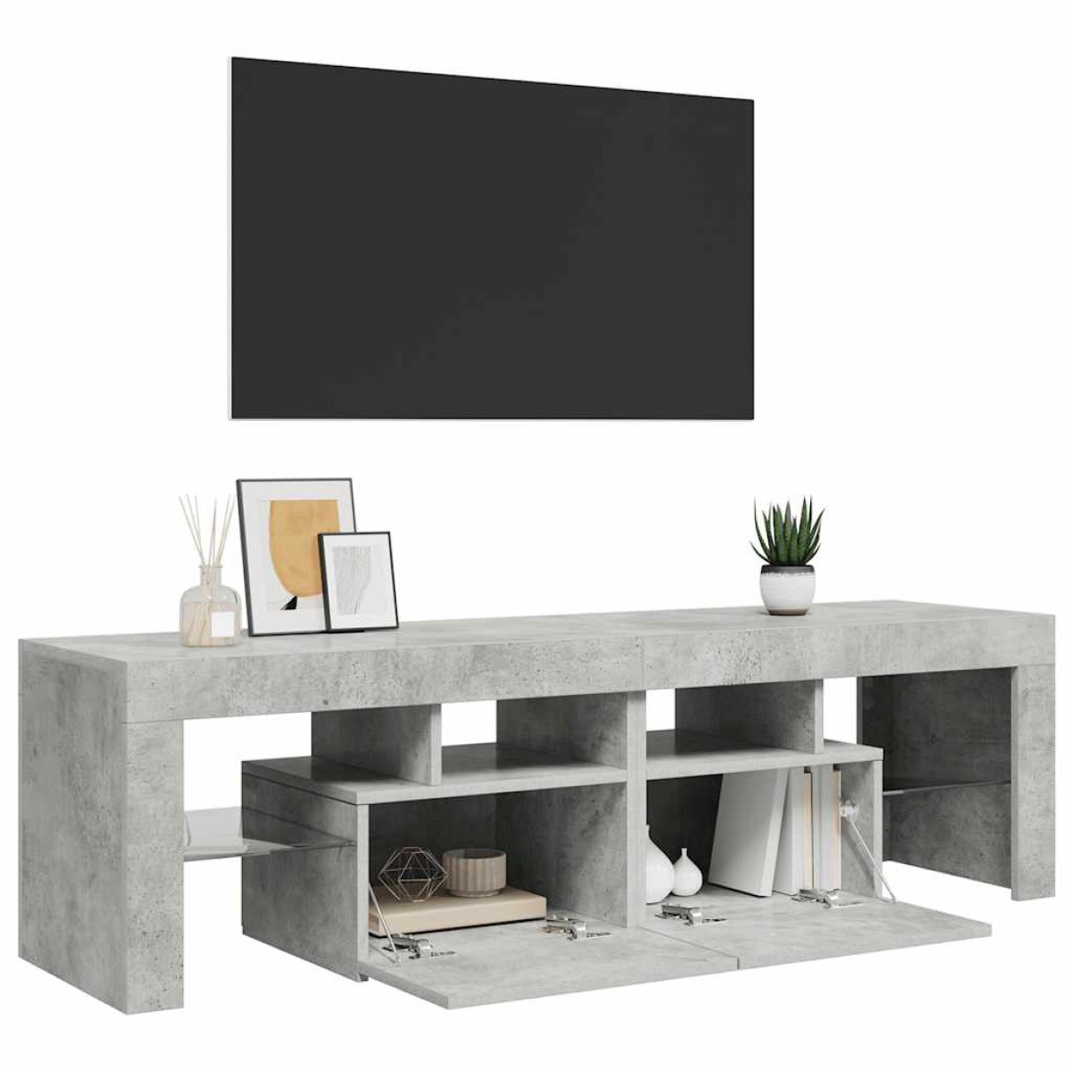 vidaXL Έπιπλο Τηλεόρασης με LED Γκρι Σκυρ. 140 x 36,5 x 40 εκ.