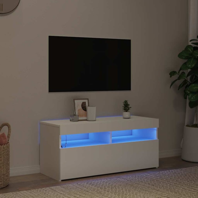 vidaXL Έπιπλο Τηλεόρασης με LED Λευκό 90 x 35 x 40 εκ.