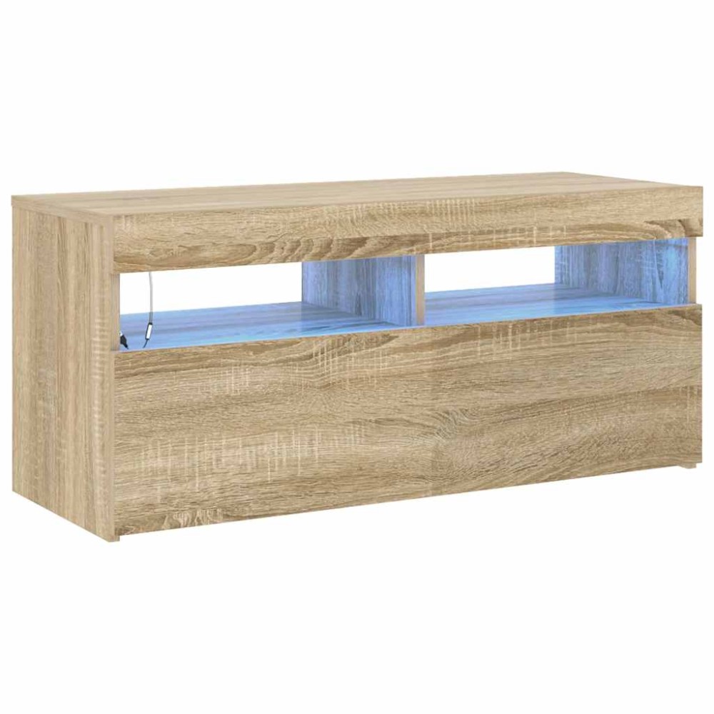 vidaXL Έπιπλο Τηλεόρασης με LED Sonoma Δρυς 90x35x40 εκ.