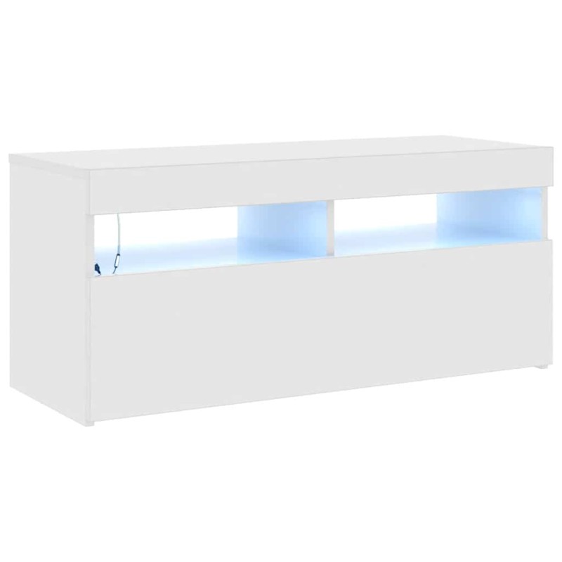 vidaXL Έπιπλο Τηλεόρασης με LED Γυαλιστερό Λευκό 90x35x40 εκ.