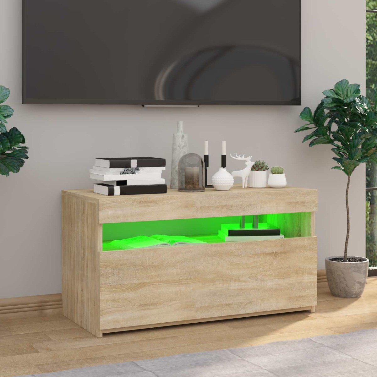 vidaXL Έπιπλο Τηλεόρασης με LED Sonoma Δρυς 75 x 35 x 40 εκ.