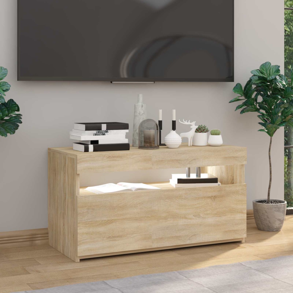 vidaXL Έπιπλο Τηλεόρασης με LED Sonoma Δρυς 75 x 35 x 40 εκ.