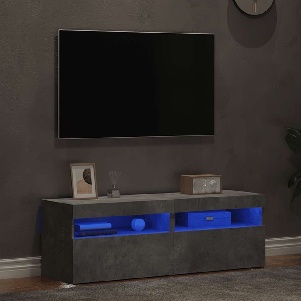 vidaXL Έπιπλα Τηλεόρασης με LED 2 τεμ. Γκρι Σκυροδέματος 60x35x40 εκ.