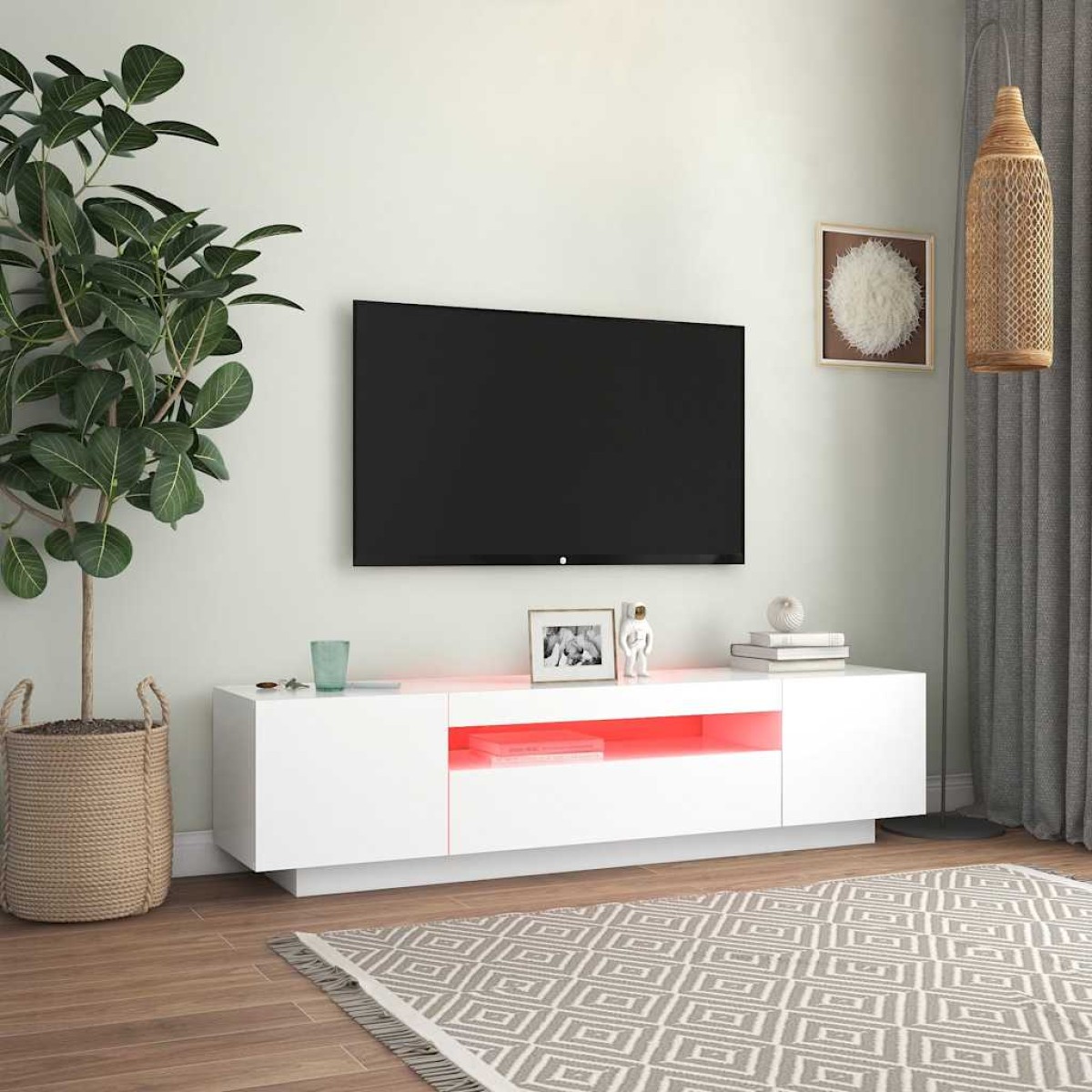 vidaXL Έπιπλο Τηλεόρασης με LED Λευκό 160 x 35 x 40 εκ.