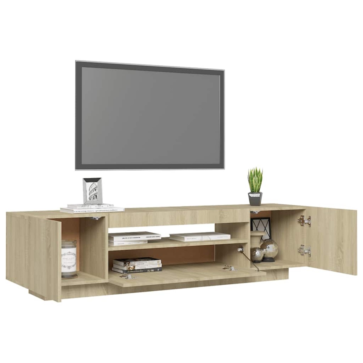 vidaXL Έπιπλο Τηλεόρασης με LED Sonoma Δρυς 160 x 35 x 40 εκ.