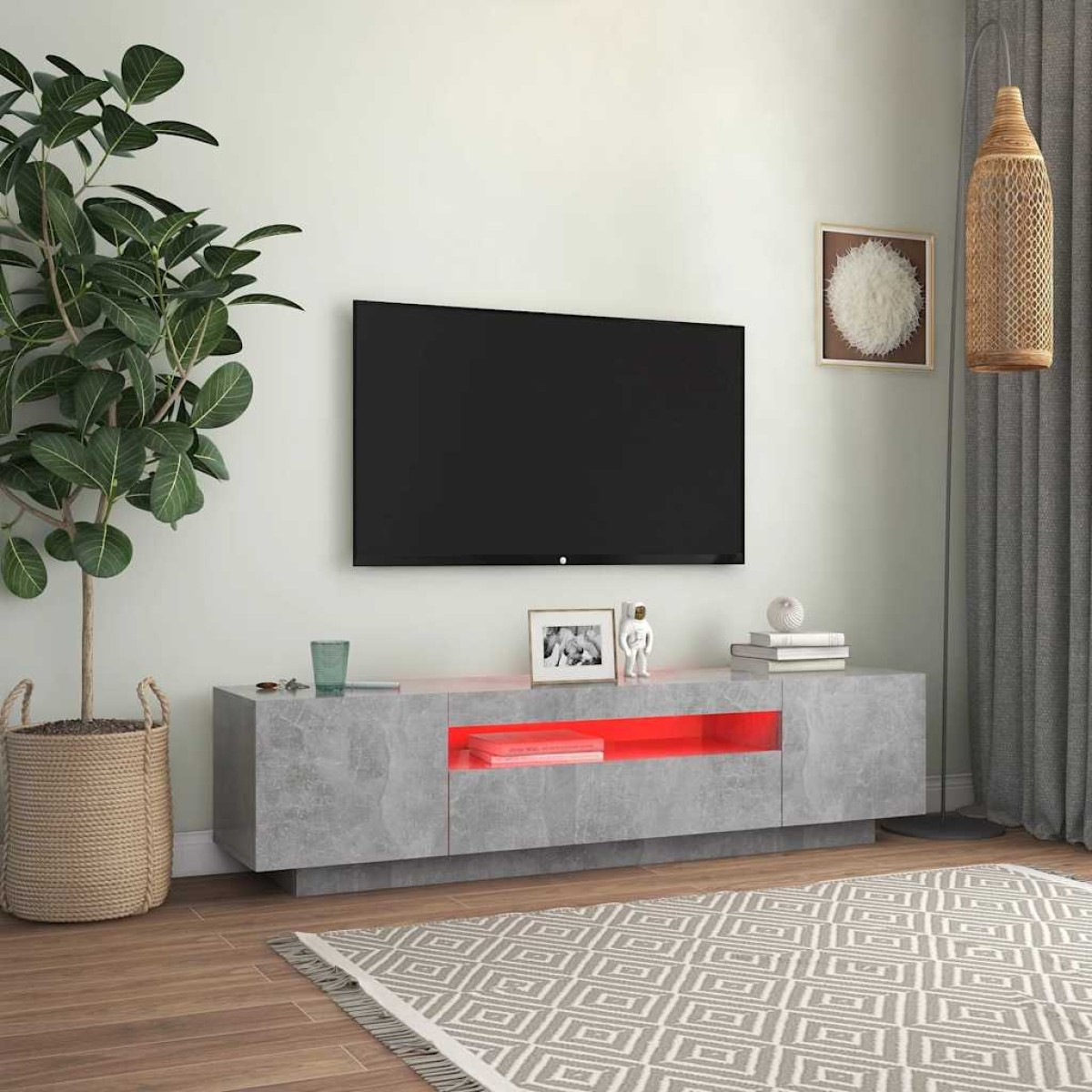 vidaXL Έπιπλο Τηλεόρασης με LED Γκρι Σκυροδέματος 160 x 35 x 40 εκ.