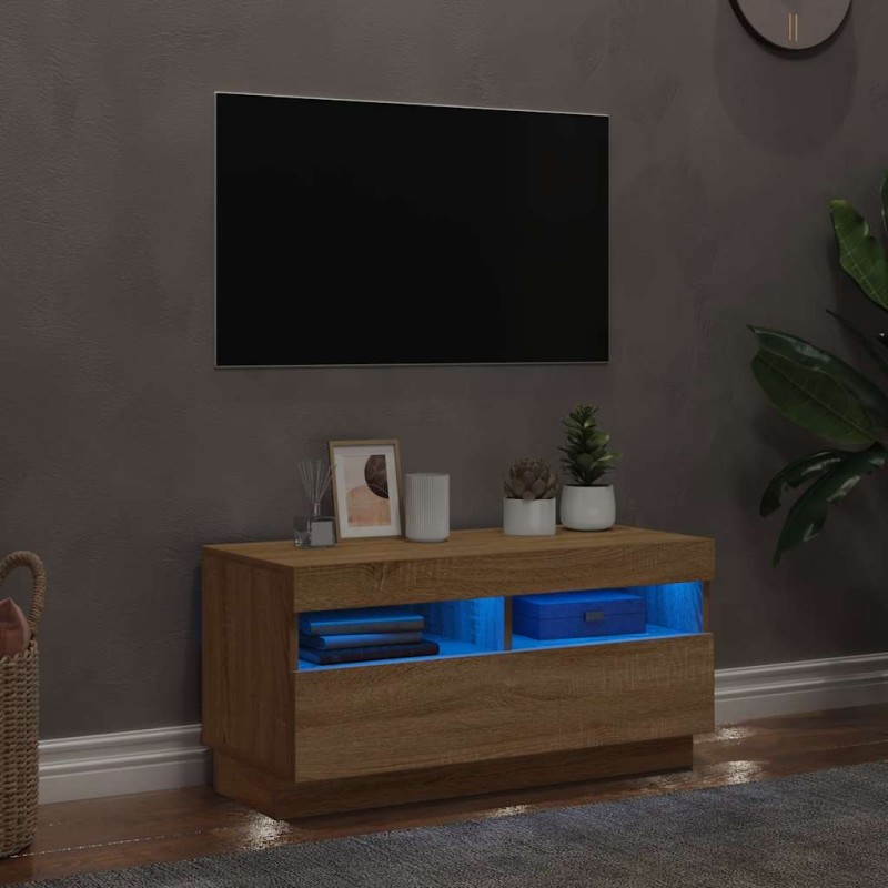 vidaXL Έπιπλο Τηλεόρασης με LED Sonoma Δρυς 80 x 35 x 40 εκ.