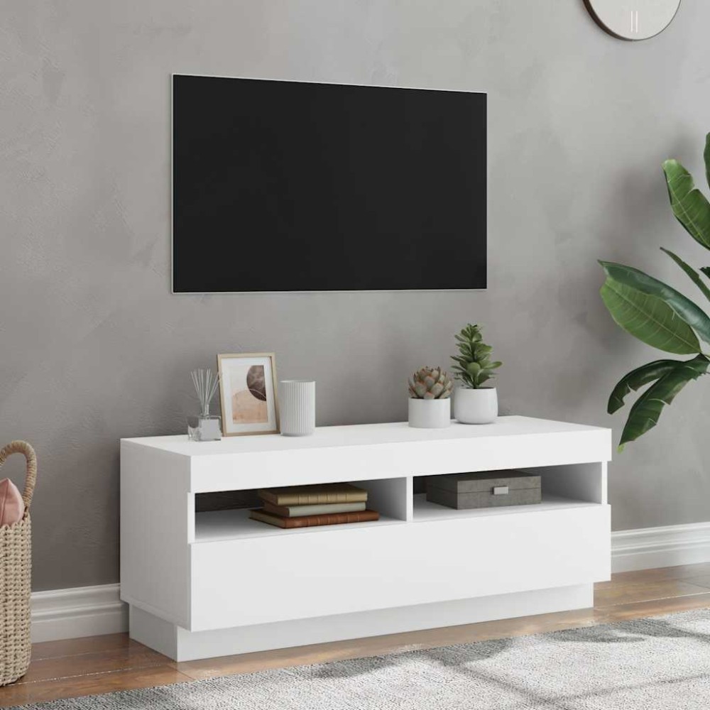 vidaXL Έπιπλο Τηλεόρασης με LED Λευκό 100 x 35 x 40 εκ.