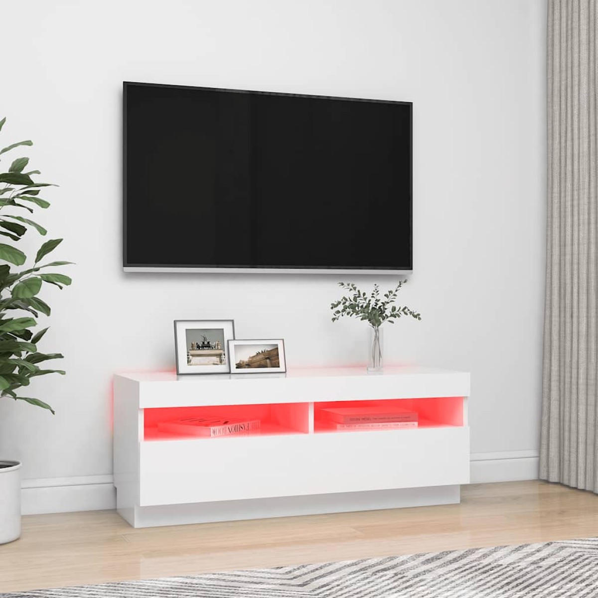 vidaXL Έπιπλο Τηλεόρασης με LED Λευκό 100 x 35 x 40 εκ.