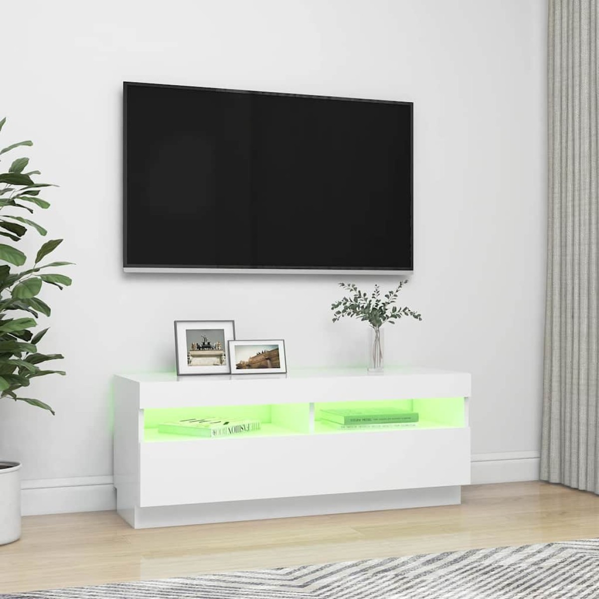 vidaXL Έπιπλο Τηλεόρασης με LED Λευκό 100 x 35 x 40 εκ.