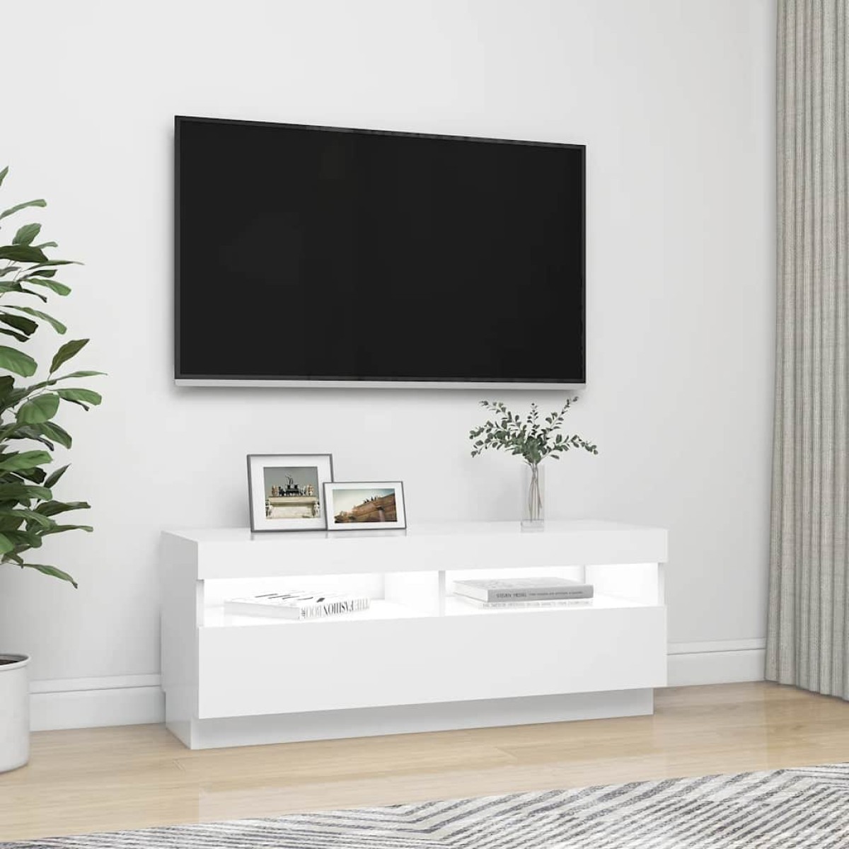 vidaXL Έπιπλο Τηλεόρασης με LED Λευκό 100 x 35 x 40 εκ.