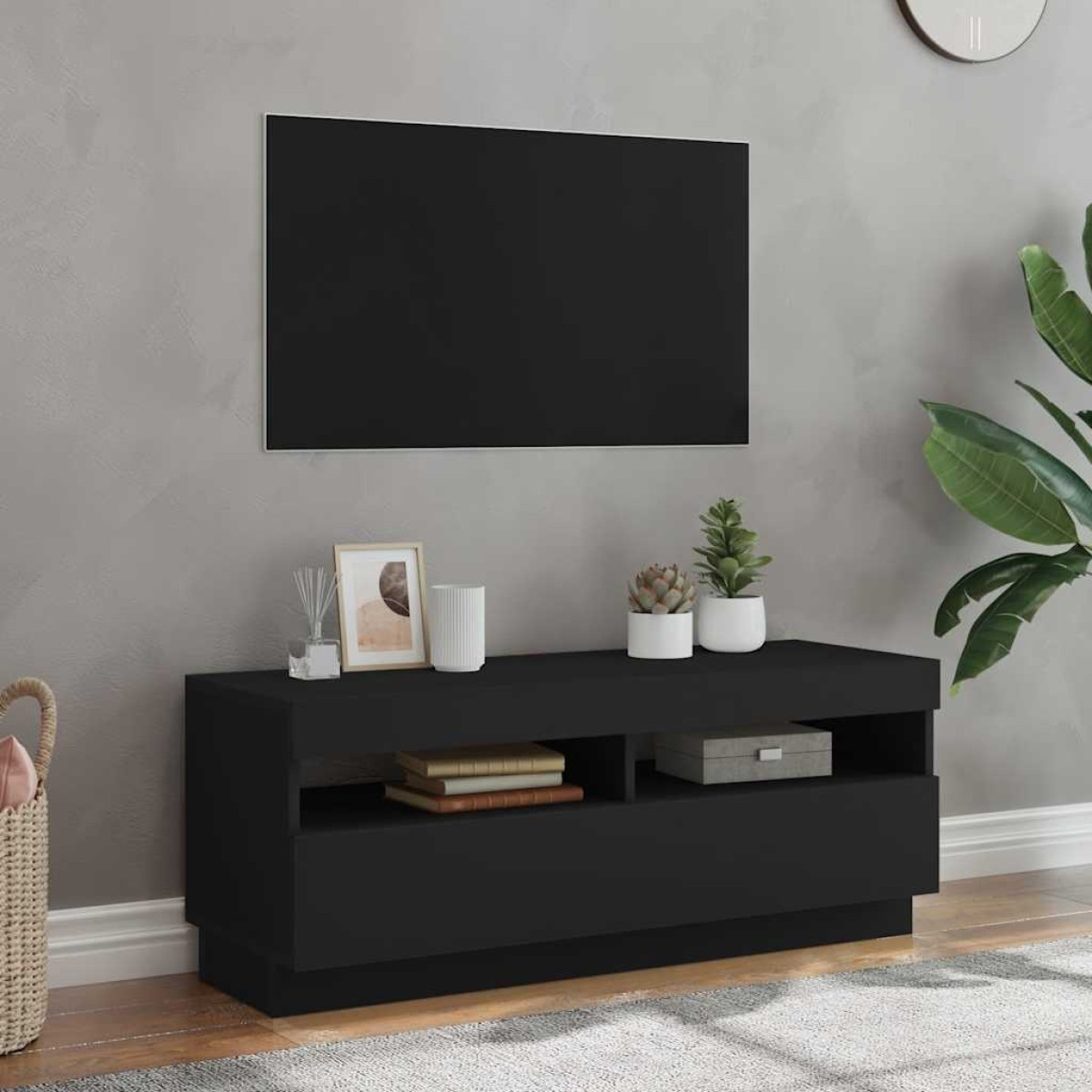 vidaXL Έπιπλο Τηλεόρασης με Φωτισμό LED Μαύρο 100 x 35 x 40 εκ.