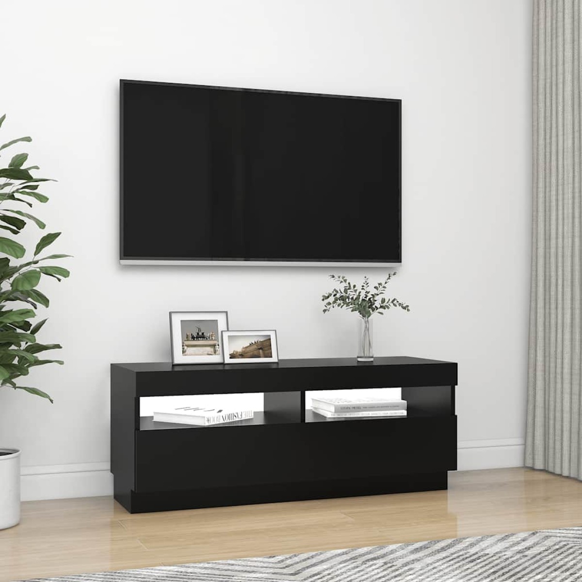 vidaXL Έπιπλο Τηλεόρασης με Φωτισμό LED Μαύρο 100 x 35 x 40 εκ.
