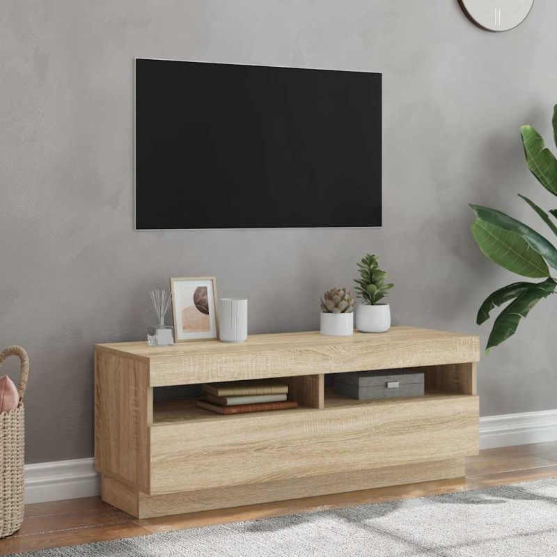 vidaXL Έπιπλο Τηλεόρασης με Φωτισμό LED Sonoma Δρυς 100 x 35 x 40 εκ.