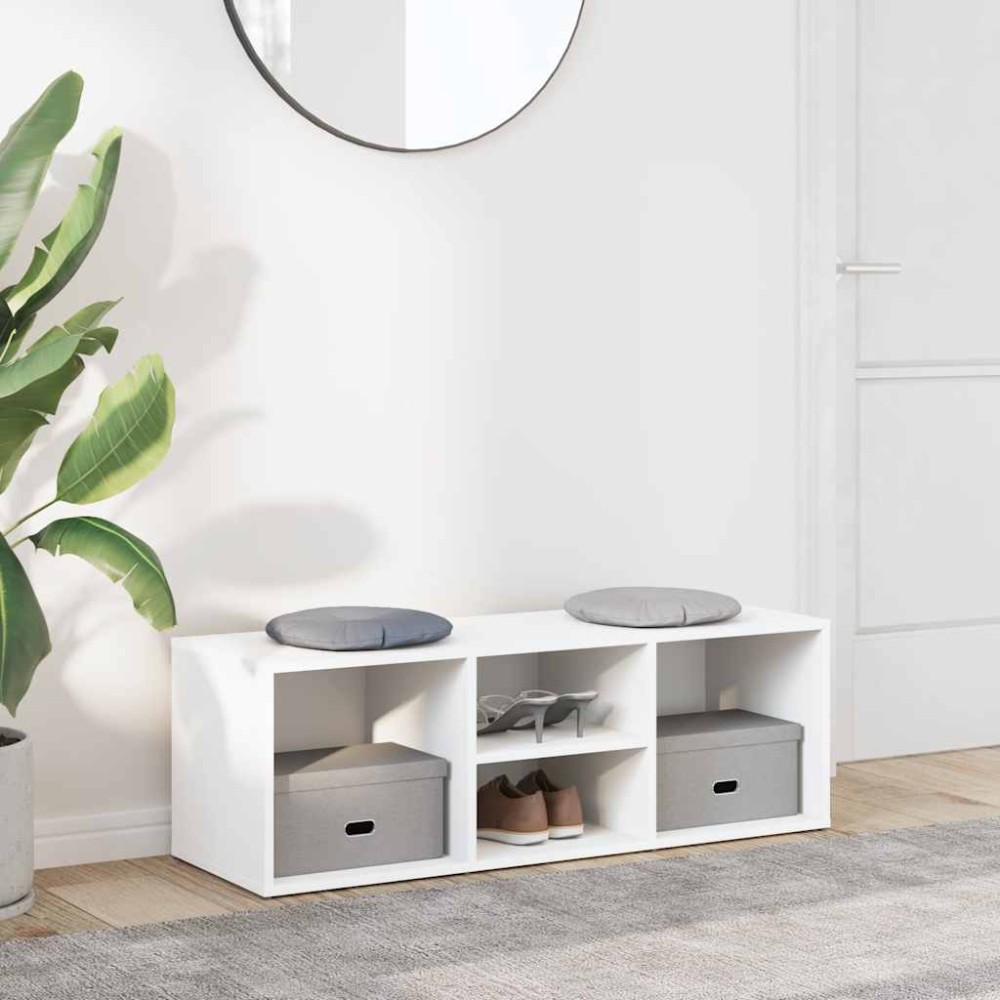 vidaXL Πάγκος Αποθήκευσης Παπουτσιών Λευκός 105x35x35 εκ. Επεξ. Ξύλο