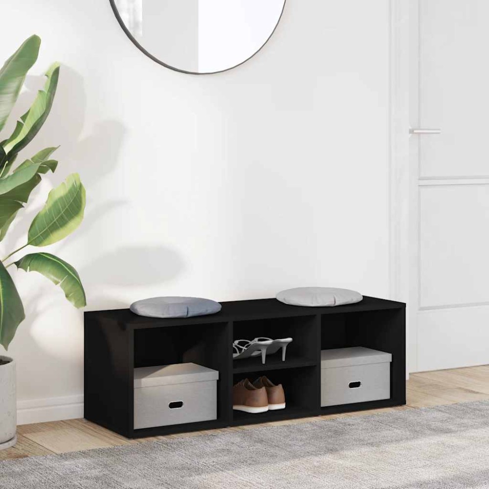 vidaXL Πάγκος Αποθήκευσης Παπουτσιών Μαύρος 105x35x35 εκ. Επεξ. Ξύλο
