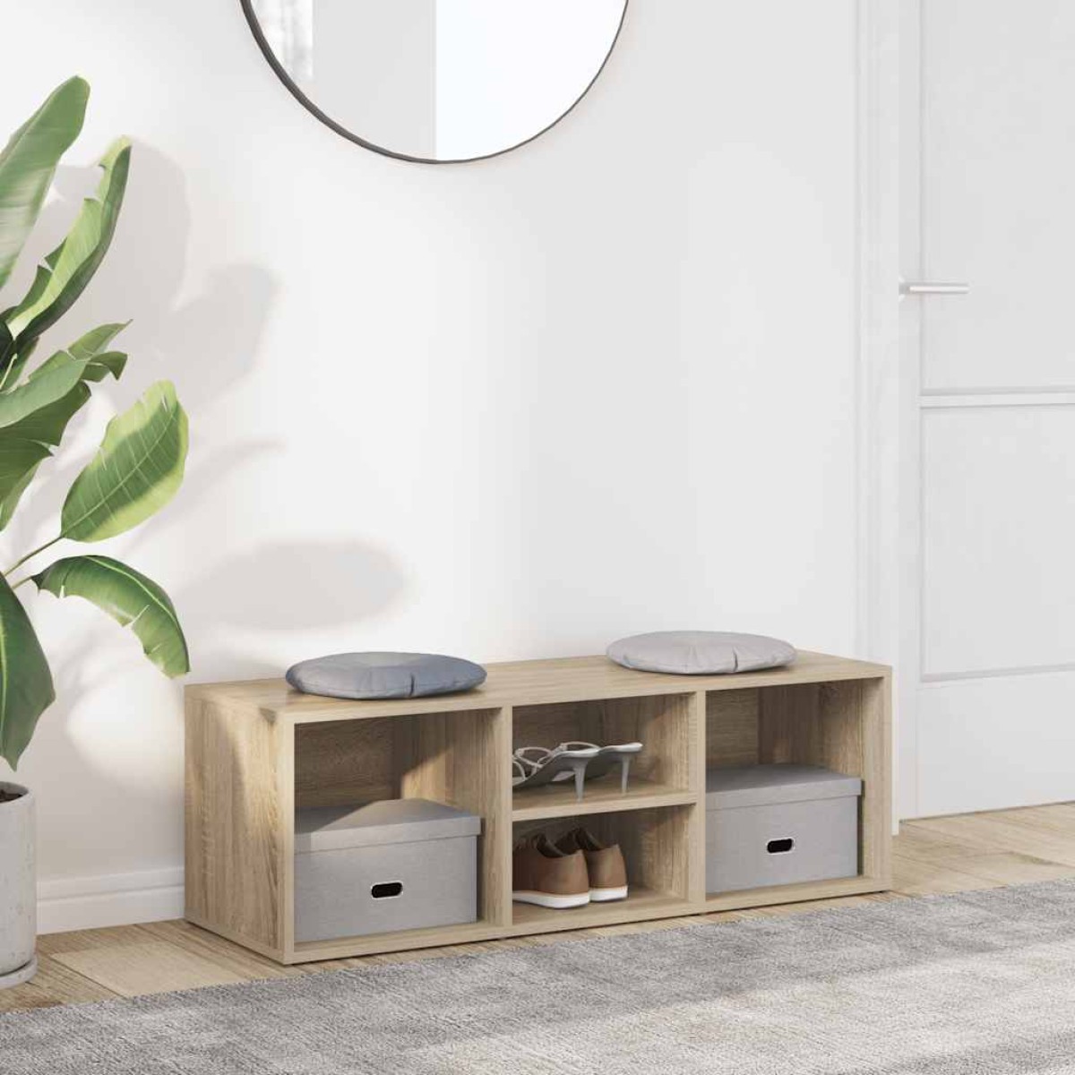 vidaXL Πάγκος Αποθήκ. Παπουτσιών Sonoma Δρυς 105x35x35 εκ. Μοριοσανίδα