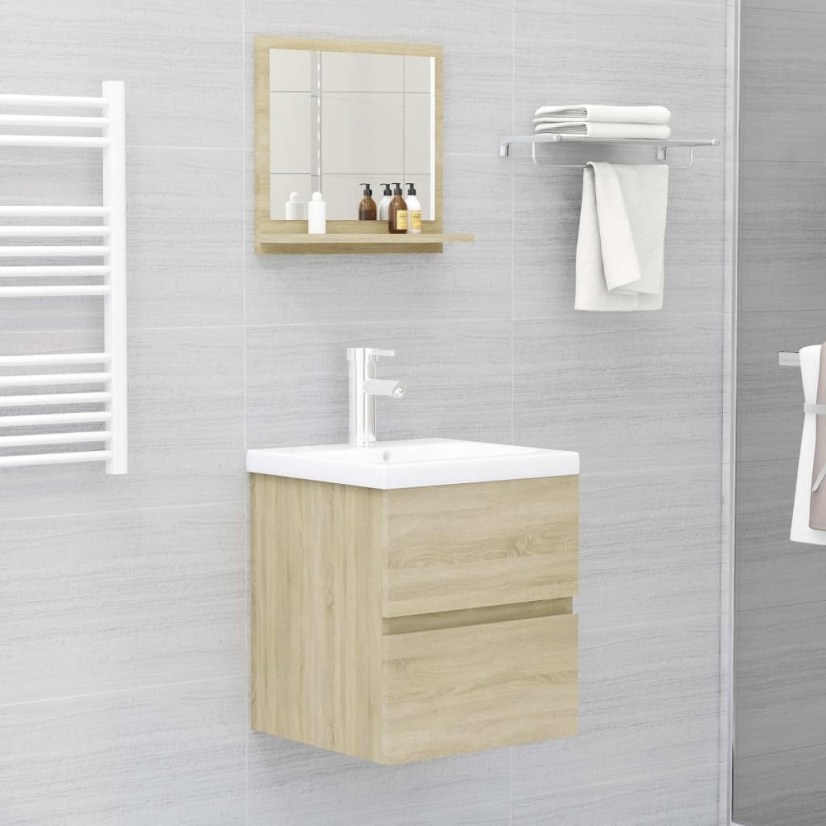 vidaXL Καθρέφτης Μπάνιου Sonoma Δρυς 40 x 10,5 x 37 εκ. Μοριοσανίδα