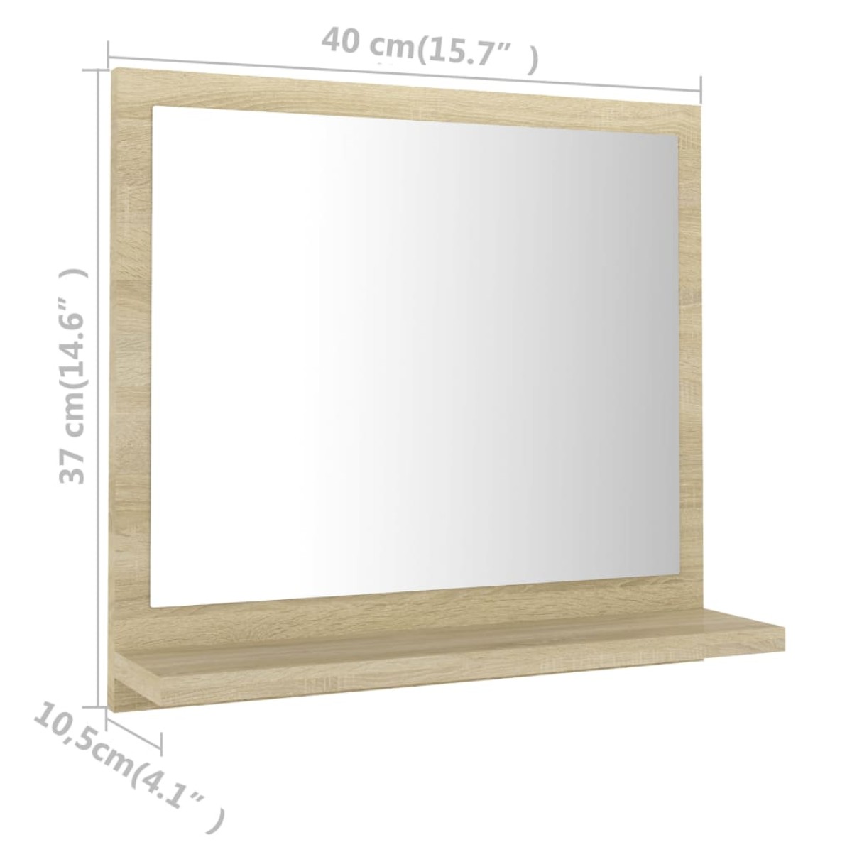 vidaXL Καθρέφτης Μπάνιου Sonoma Δρυς 40 x 10,5 x 37 εκ. Μοριοσανίδα