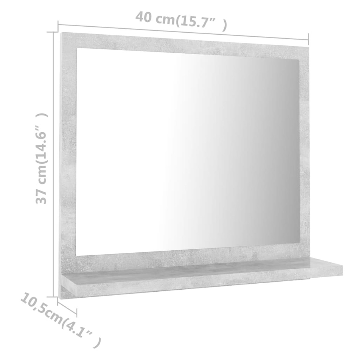 vidaXL Καθρέφτης Μπάνιου Γκρι Σκυροδέματος 40x10,5x37 εκ. Μοριοσανίδα