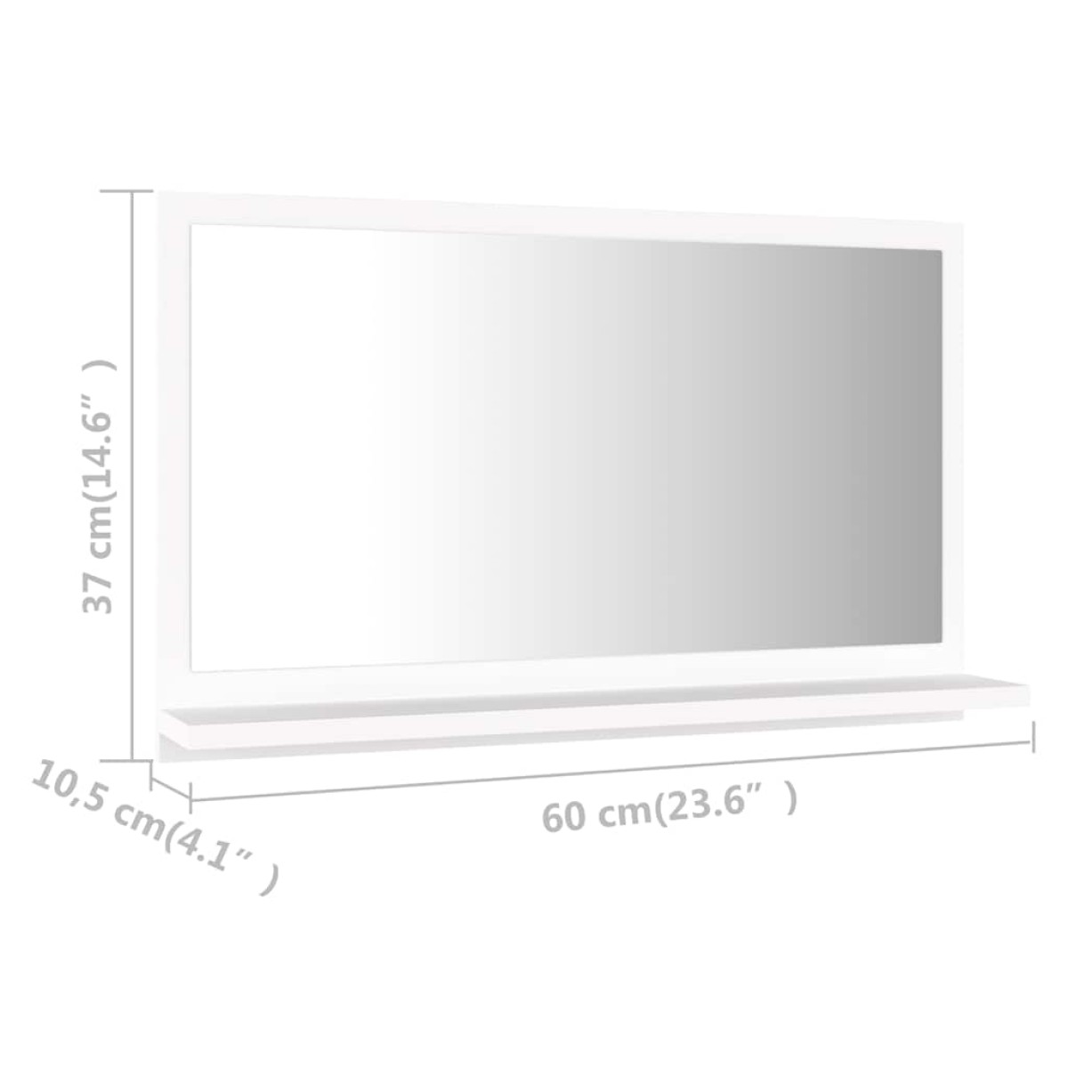 vidaXL Καθρέφτης Μπάνιου Λευκός 60 x 10,5 x 37 εκ. Μοριοσανίδα