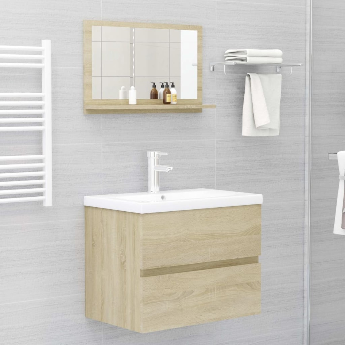 vidaXL Καθρέφτης Μπάνιου Sonoma Δρυς 60 x 10,5 x 37 εκ. Μοριοσανίδα