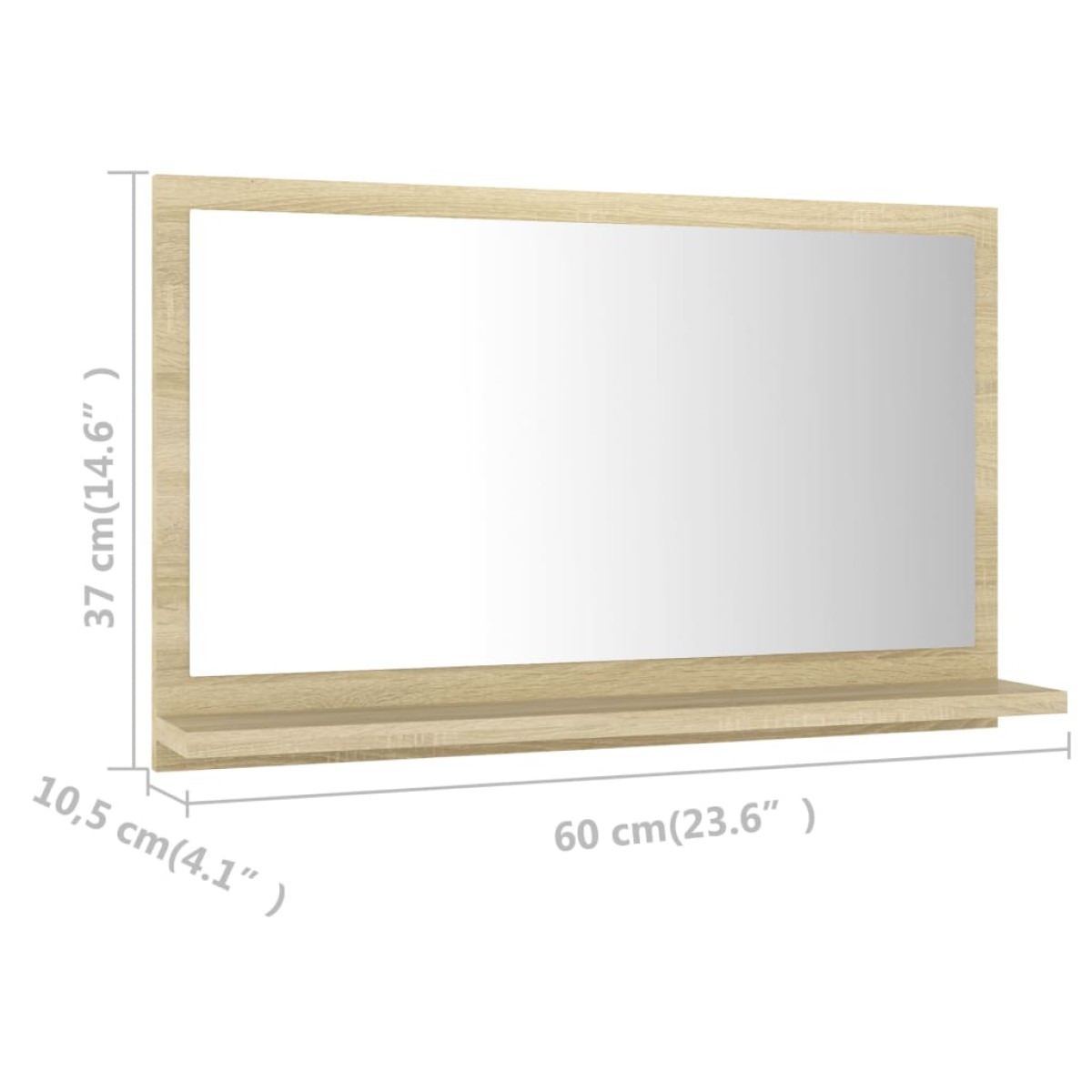 vidaXL Καθρέφτης Μπάνιου Sonoma Δρυς 60 x 10,5 x 37 εκ. Μοριοσανίδα